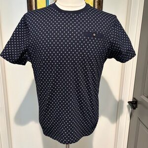 Ted Baker Dark Blue Patterned Short Sleeve Tee